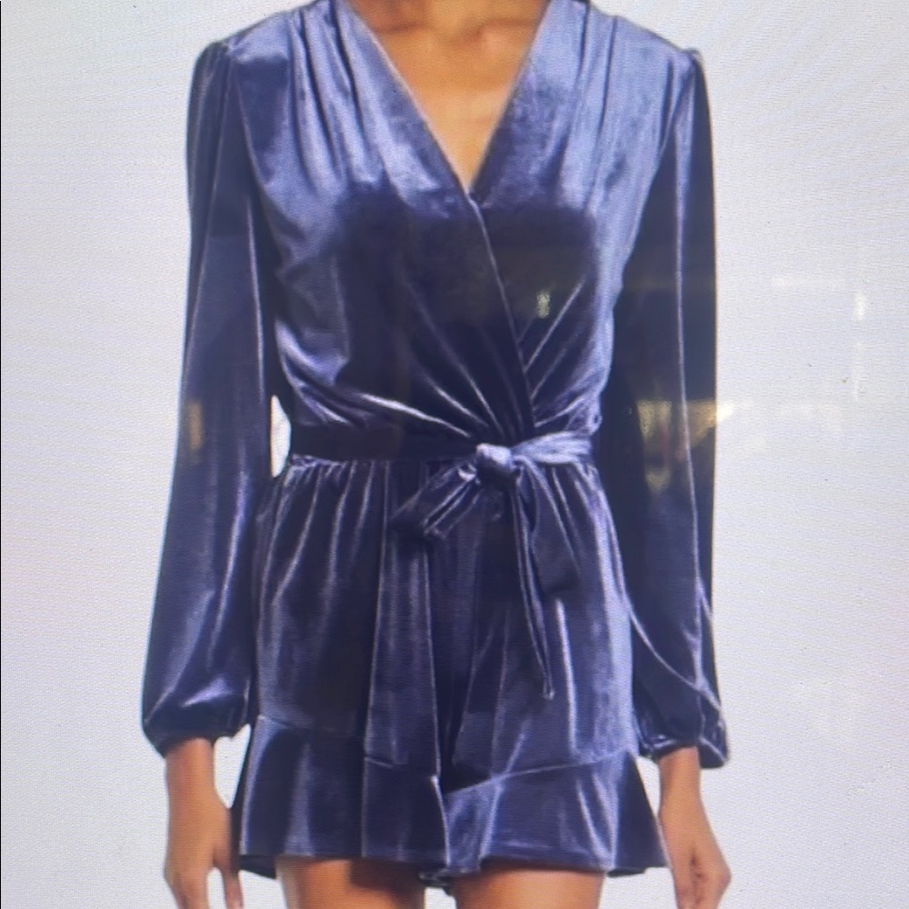 Elegant Velvet Wrap Dress in Deep Blue